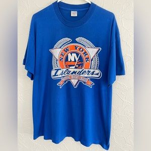 Vintage Trench 1991 New York Islanders Blue Single Stitch Shirt Size XL CLEAN